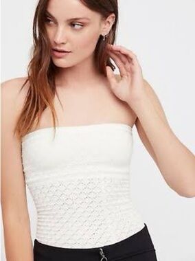 Free People White Lace Strapless Tube Top